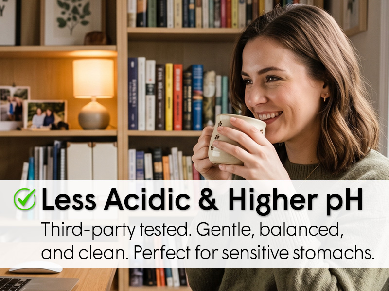 Less acidic and higher pH: third-party tested, gentle, balanced and clean, perfect for sensitive stomachs
