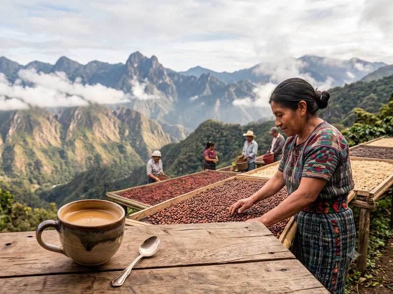 Shade-grown coffee, hand-picked and hand-washed; the decaf uses the Swiss Water Process